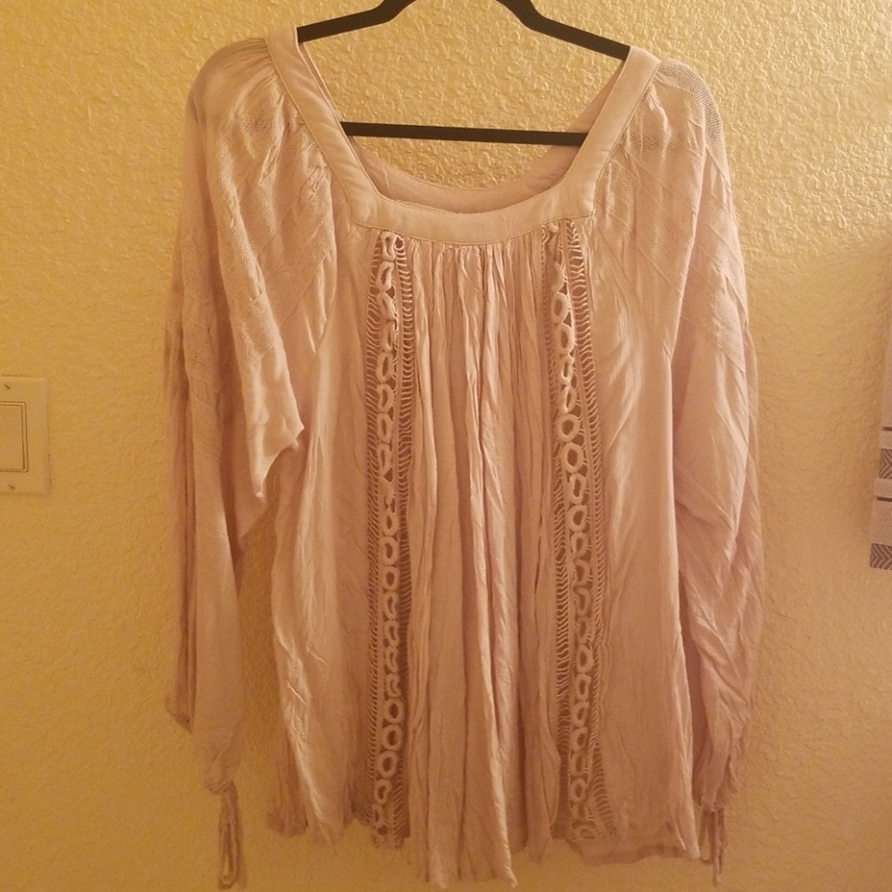 Beautiful Beige Boho Long Sleeve Blouse
